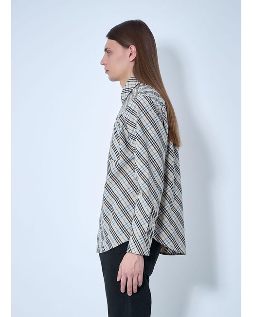 Burberry Gray Check Shirt for men