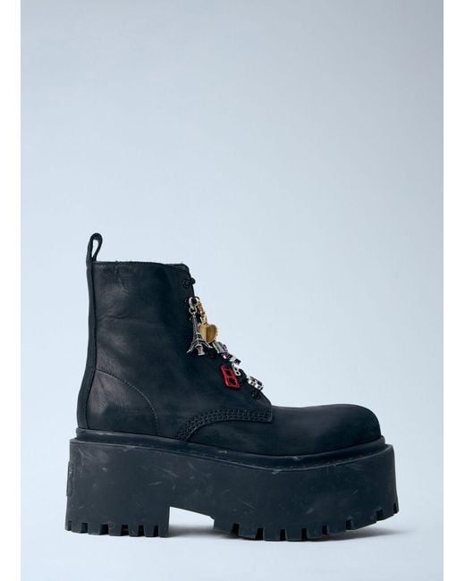 Balenciaga Blue Charm-Detail Platform Boots