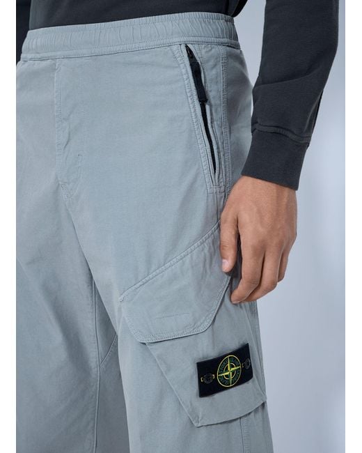 Stone Island Blue Cargo Trousers With Elasticated Waistband for men
