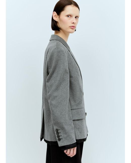 Miu Miu Gray Raw-trims Wool Blazer