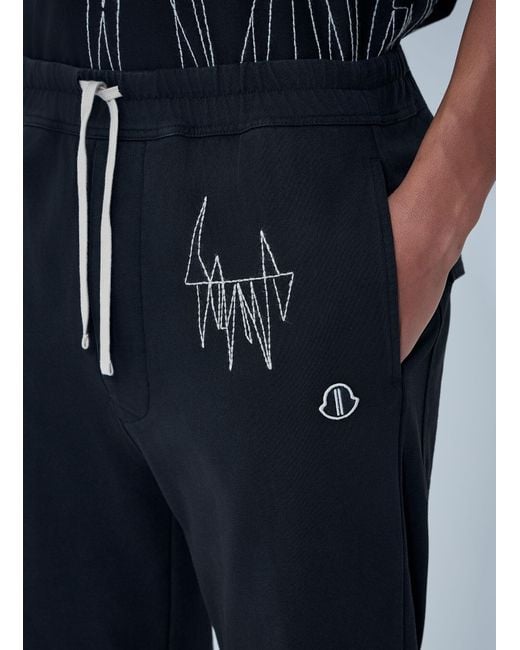 Moncler Blue Rick Owens Elasticated Waist Drawstring Pants for men