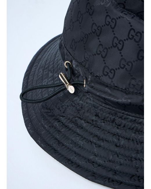 Gucci White Logo Motif Bucket Hat