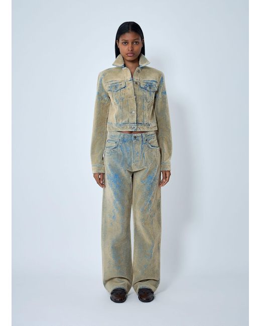 Acne Green Flocked Denim Jacket