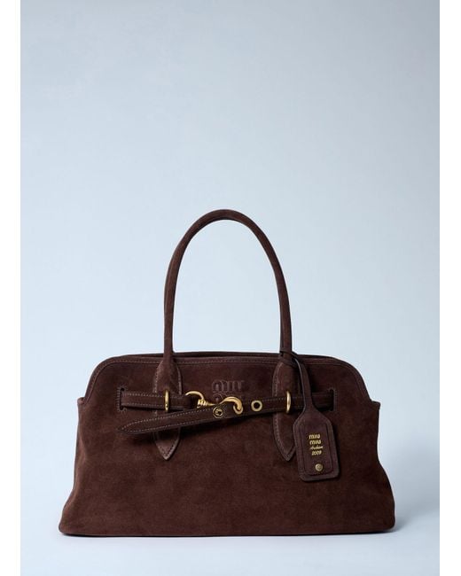 Miu Miu Brown Aventure Suede Handbag