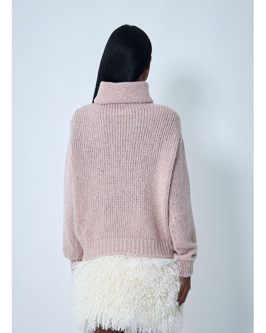 Moncler Pink Wool-Blend Cable Knit Sweater