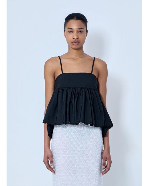 CECILIE BAHNSEN Blue Cbselena Embroidered Taffeta Top
