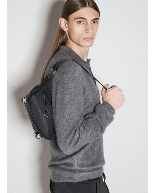 Prada Gray Re-nylon Crossbody Bag for men