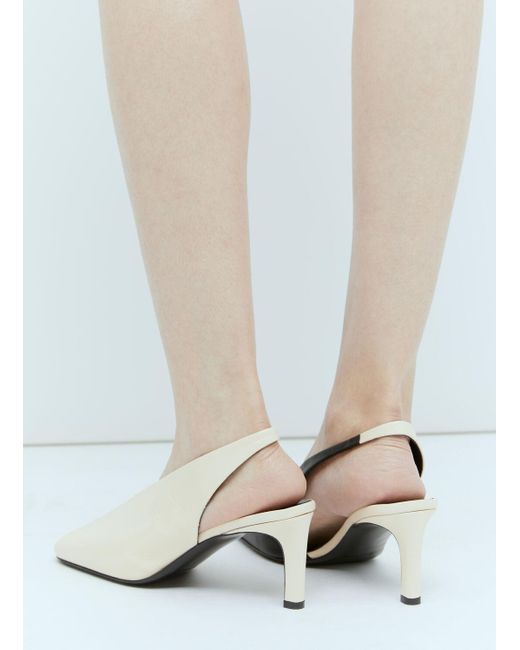 Jil Sander White Contrast Leather Heels