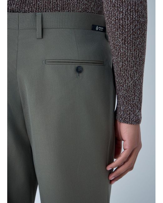 Prada Gray Wide-Leg Wool Pants for men