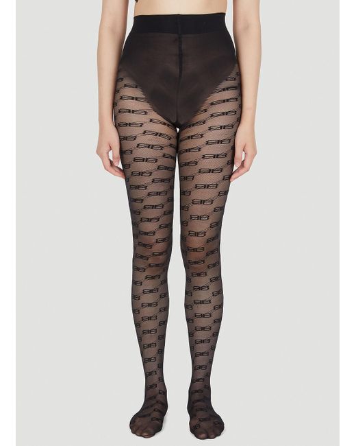 Balenciaga Black Bb Embroidered Tights