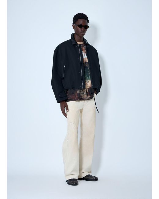 Acne Blue Leather-Trimmed Button Jacket for men