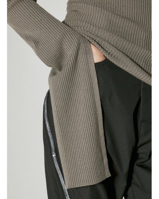 Rick Owens Natural Cape Sleeve Knit Sweater