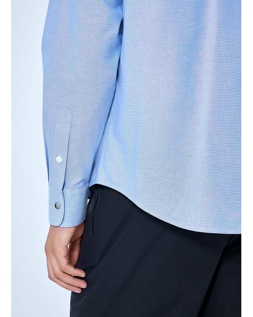 Moncler Blue Button-Down Cotton Shirt for men
