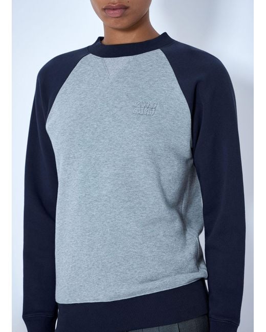 Miu Miu Blue Raglan Sleeve Sweatshirt