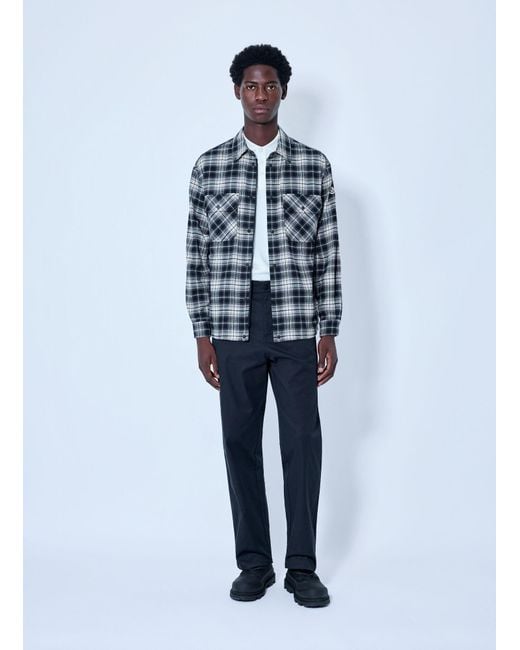 Moncler Blue Check Patterned Cotton Shirt for men
