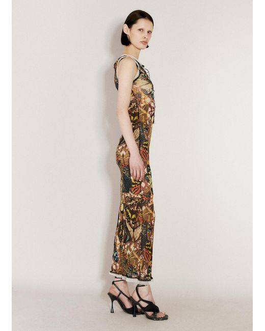 Jean Paul Gaultier Multicolor Papillon Graphic-pattern Mesh Maxi Dress