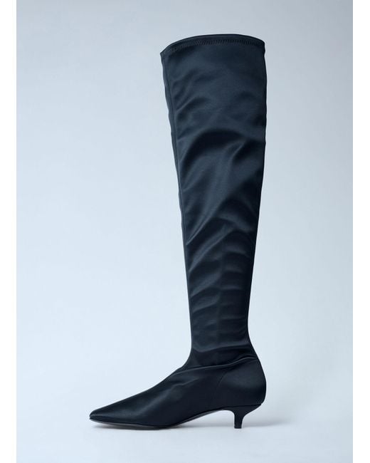 Totême  Blue Satin Knee-High Boots