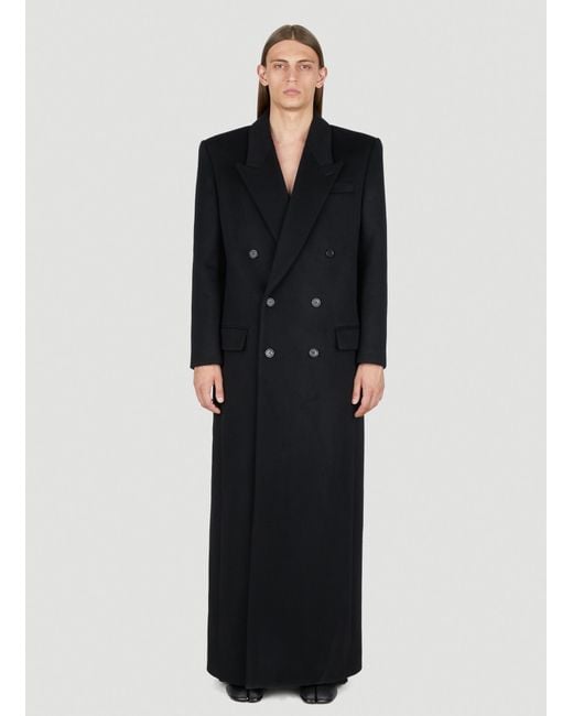 Saint Laurent Black Extra Long Wool Coat for men