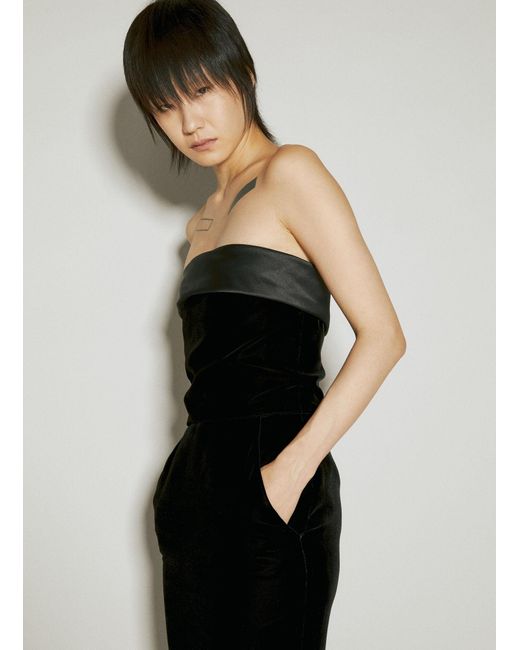 Saint Laurent Black Strapless Pencil Velvet Dress