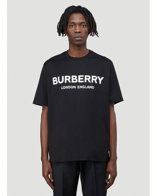 Burberry Cotton Letchford Logo T-shirt in Black for Men | Lyst