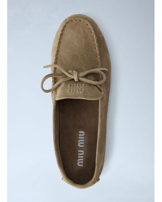 Miu Miu Natural Suede Mesh Loafers