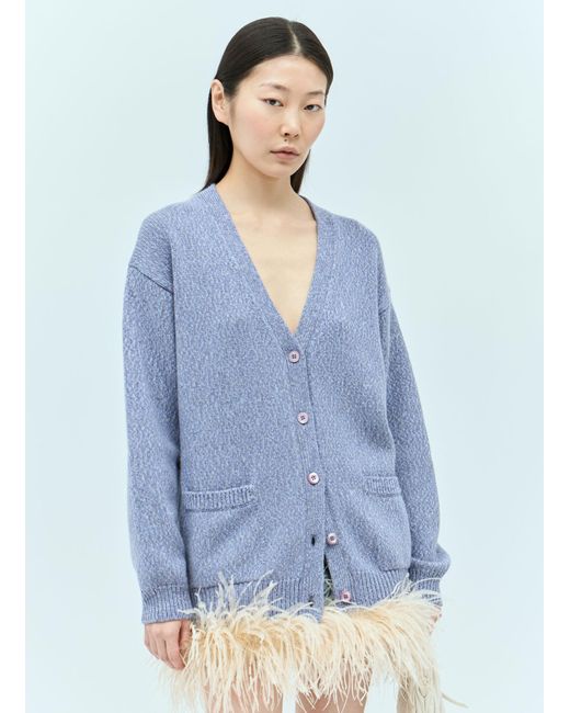 Miu Miu Blue Cashmere And Wool Cardigan