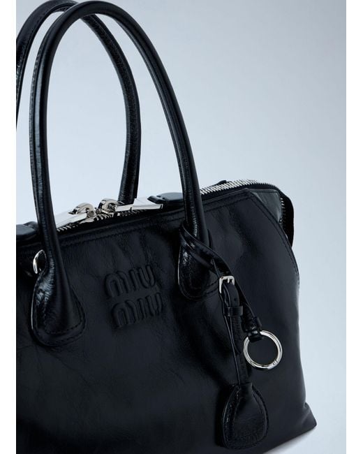 Miu Miu Blue Leather Top Handle Bag