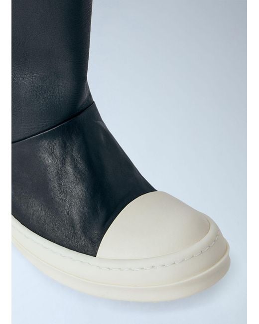 Rick Owens Blue Tower High Leather Boots