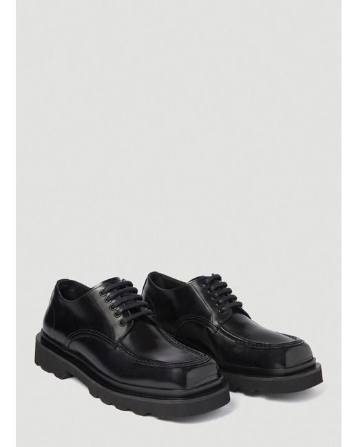 Dolce & Gabbana Black Brushed Leather Derby Shoes for men