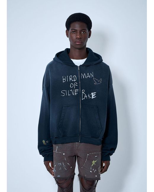 PALY Blue Distressed Hooded Sweatshirt for men