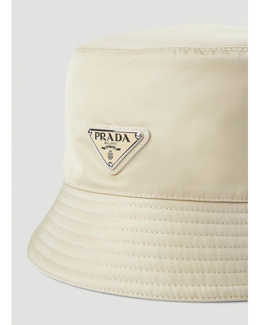 Prada Natural Logo Plaque Bucket Hat for men