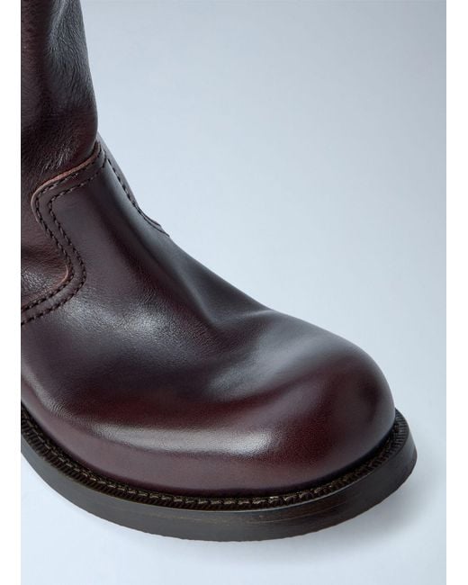 Prada Brown Leather Mid-Calf Boots