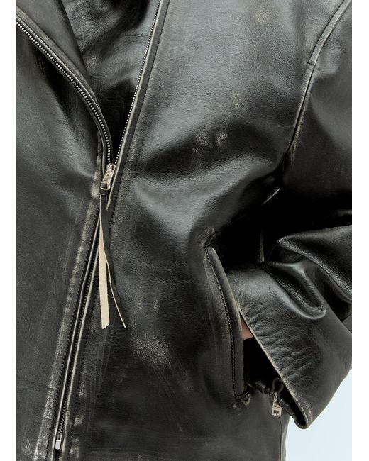 Acne Black Sanded Leather Biker Jacket