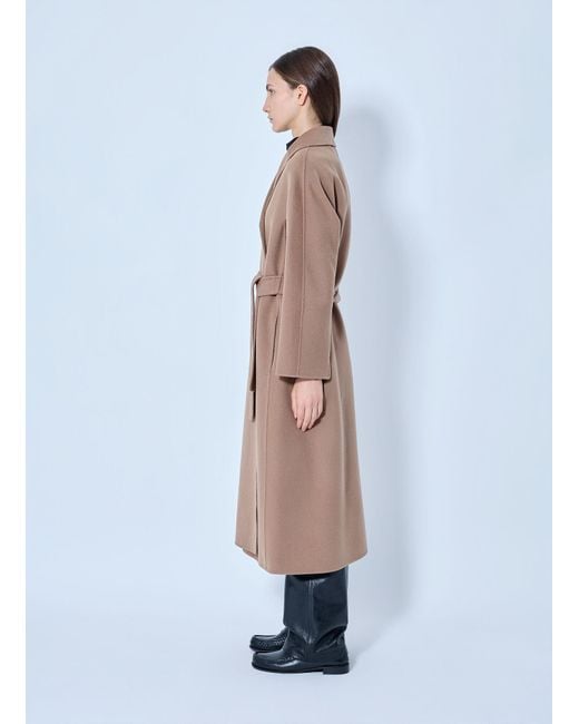 Max Mara Blue Belted Wool Blend Coat