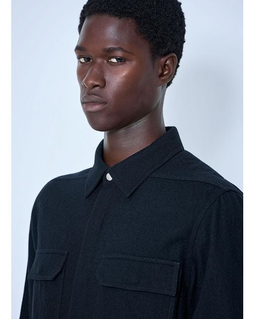 Rick Owens Blue Wool Blend Overshirt for men