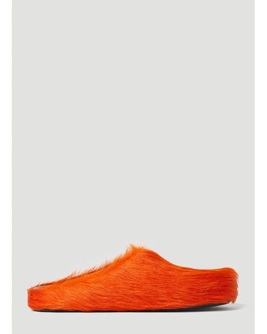 Marni Orange Fussbett Sabot Hairy Mules for men