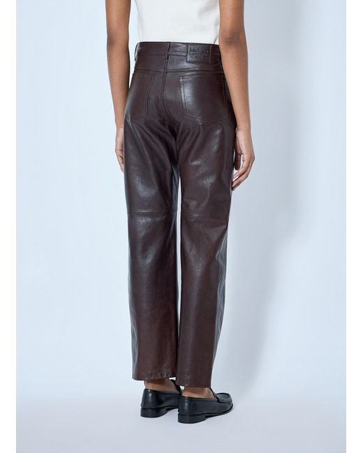 Max Mara Blue Leather Wide-Leg Trousers