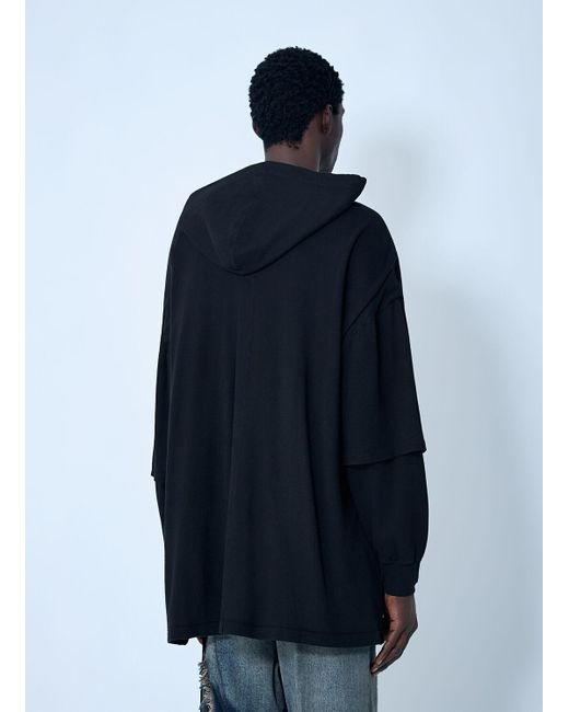 Rick Owens Men's Blue Tommy Hustler Hooded T-Shirt