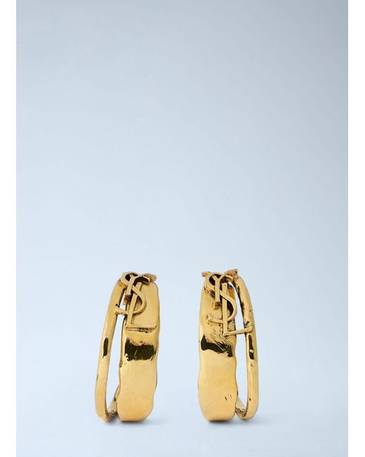 Saint Laurent Metallic Sculpted Hoop Earrings