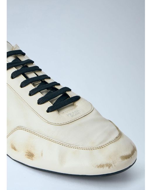 Prada White Collapse Sneakers for men