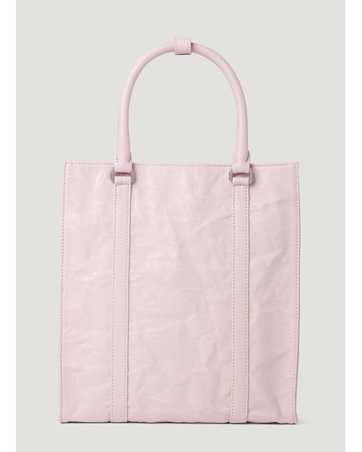 Prada Pink Crinkled Leather Tote Bag