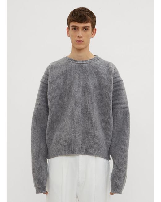 Hed Mayner Gray Oversized Knitted Sweater for men
