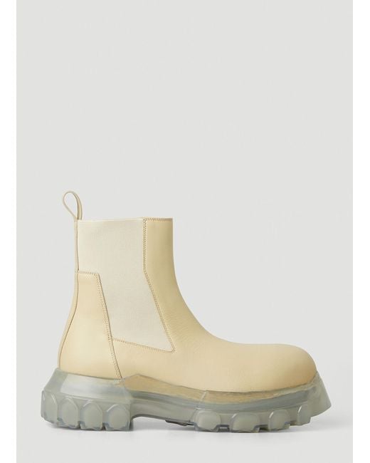 Rick Owens Leather Beatle Bozo Tractor Boots in Cream (Natural) - Lyst