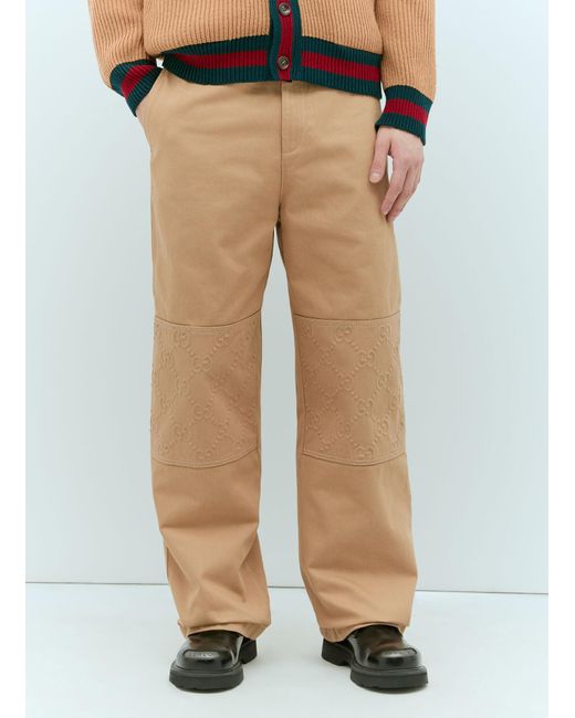 Gucci Natural Gg Knee-panel Pants for men