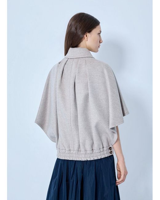 Max Mara Gray Cape-style Wool Jacket