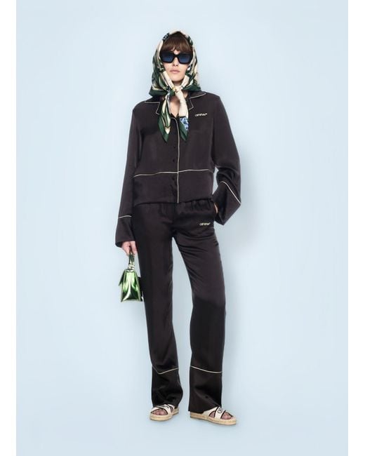 Off-White c/o Virgil Abloh Blue Off Satin Pants