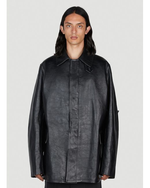Raf Simons Gray Leather Car Jacket for men