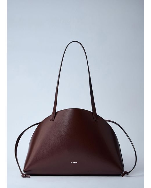 Jil Sander Brown Leather Curve Shoulder Bag