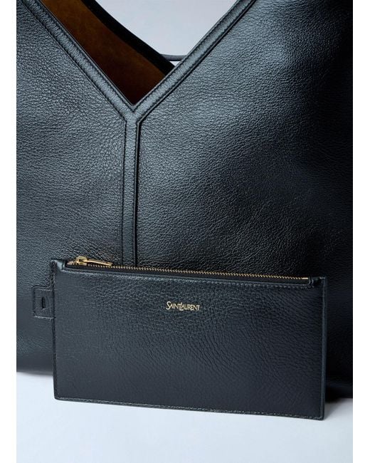 Saint Laurent Blue Y Thin Tote Bag With Removable Pouch