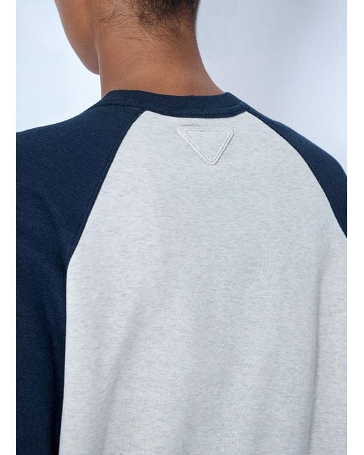 Prada Blue Cotton Crew-Neck Sweatshirt